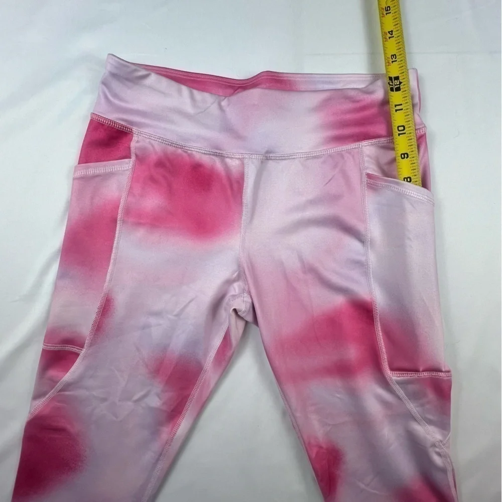 Athletic Works Girl’s Leggings W/Side Pockets -Pink, White -NWOT -Large Plus